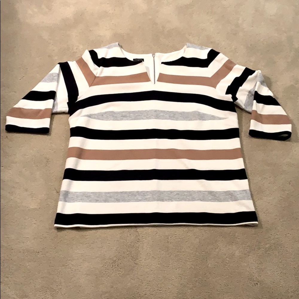 Gorgeous, textured striped Talbots blouse 1x